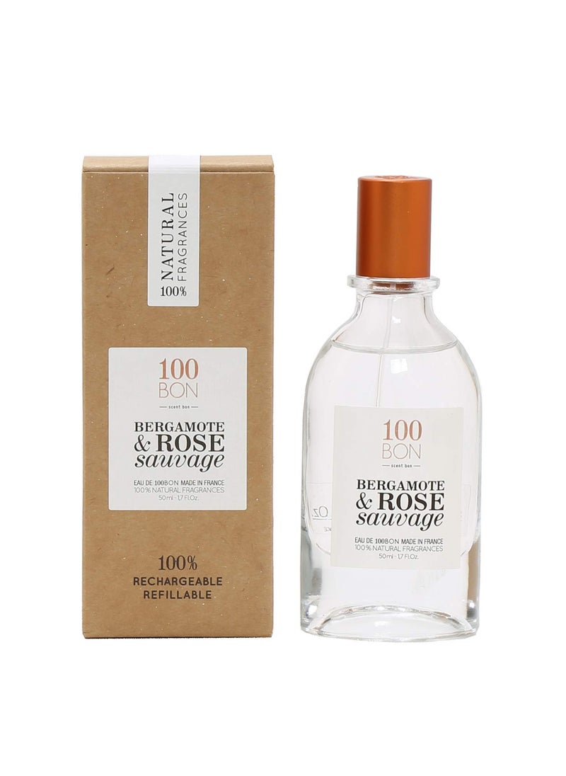 100 BON - 100BON Bergamote & Rose Sauvage – Bergamot & Wild Rose Fragrance for Women & Men – Invigorating Organic Fragrance with Spicy, Citrus & Rose Water Fragrance - 100% Fragrance Spray, 1.7 Fl Oz - Image 1