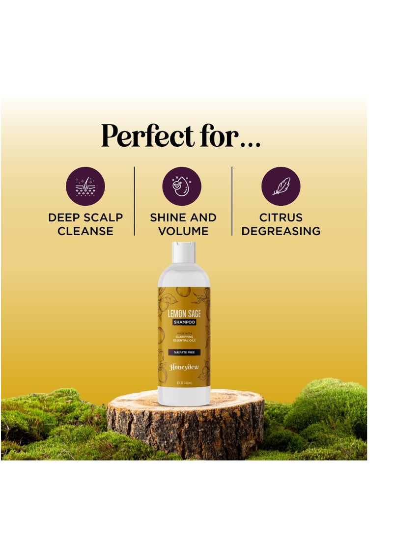 Honeydew - Lemon Sage Shampoo for Oily Hair - Sulfate Free Clarifying Shampoo for Build Up with Lemon Sage Keratin and Tea Tree Oil for Hair and Scalp Care - Deep Cleansing Rosemary Shampoo for Men and Women - Image 1