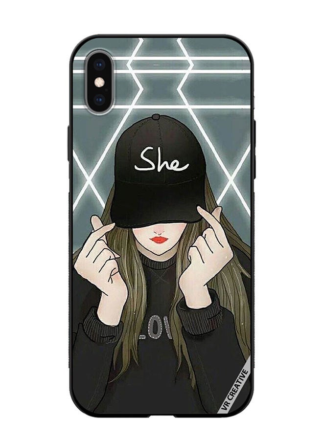 VR CREATIVE Protective Case Cover For Apple iPhone XS Max She On Cap Design Multicolour - Image 1