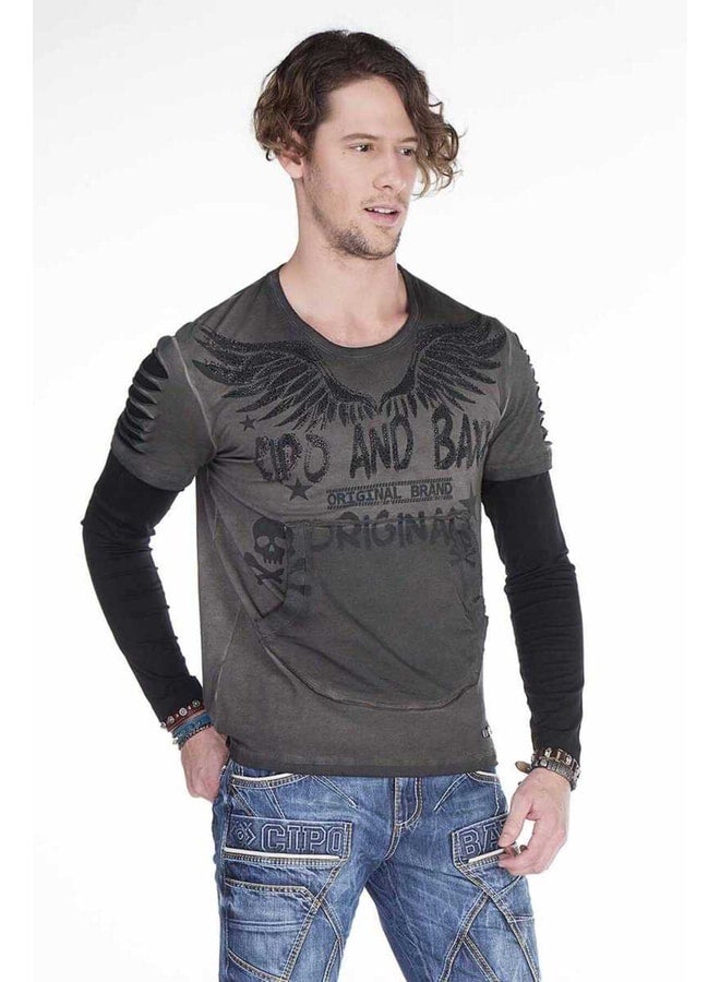 Cipo & Baxx Cl265 Slim Fit Wing-Print Men's Sweatshirt. - Image 1