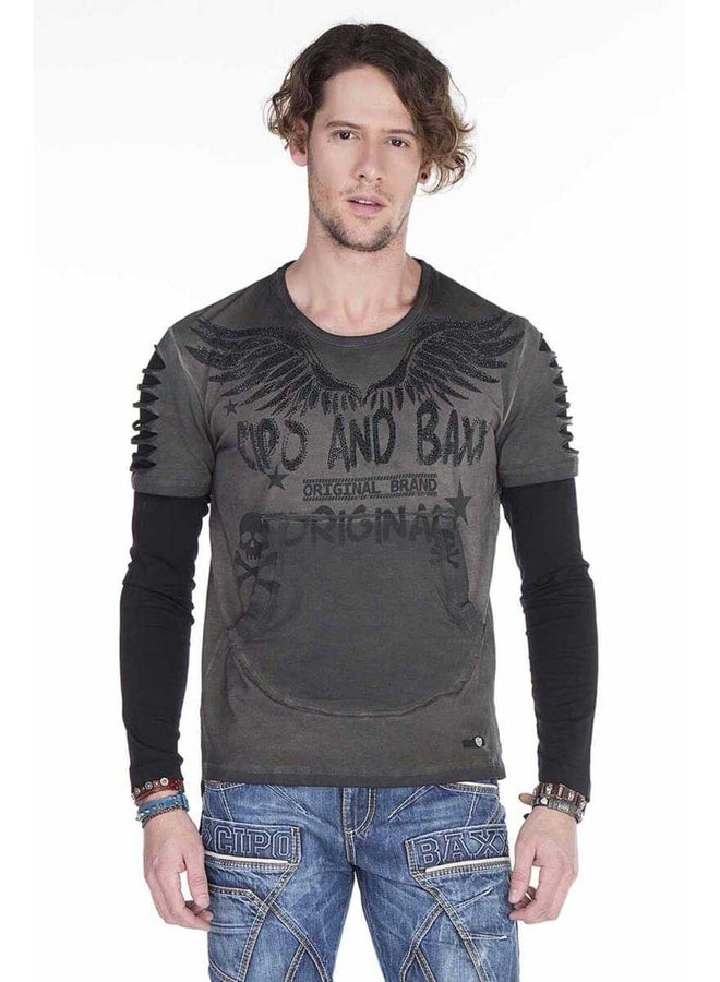 Cipo & Baxx Cl265 Slim Fit Wing-Print Men's Sweatshirt. - Image 2