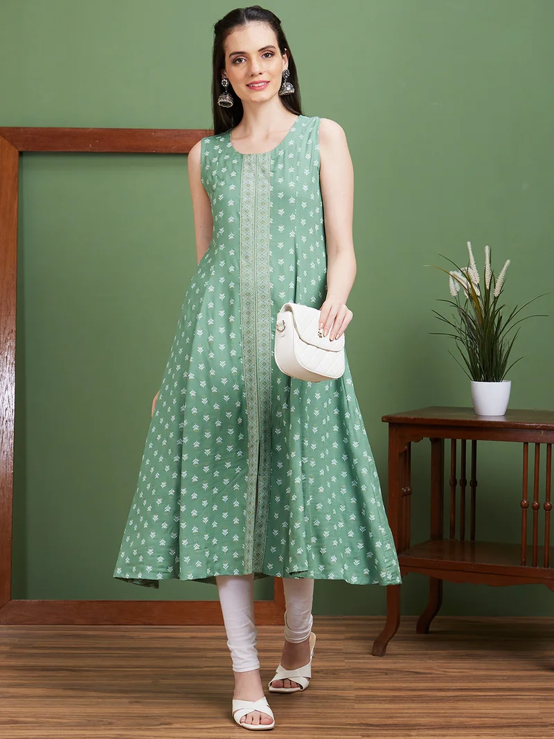 globus Women Ethnic Motifs Printed A Line Kurta
