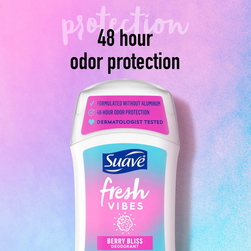Suave Fresh Vibes Deodorant Stick Berry Bliss Aluminum Free 48 Hour Deodorant Protection Dermatologist Tested Body Deodorant 1.2 OZ(Pack of 12) - Image 5