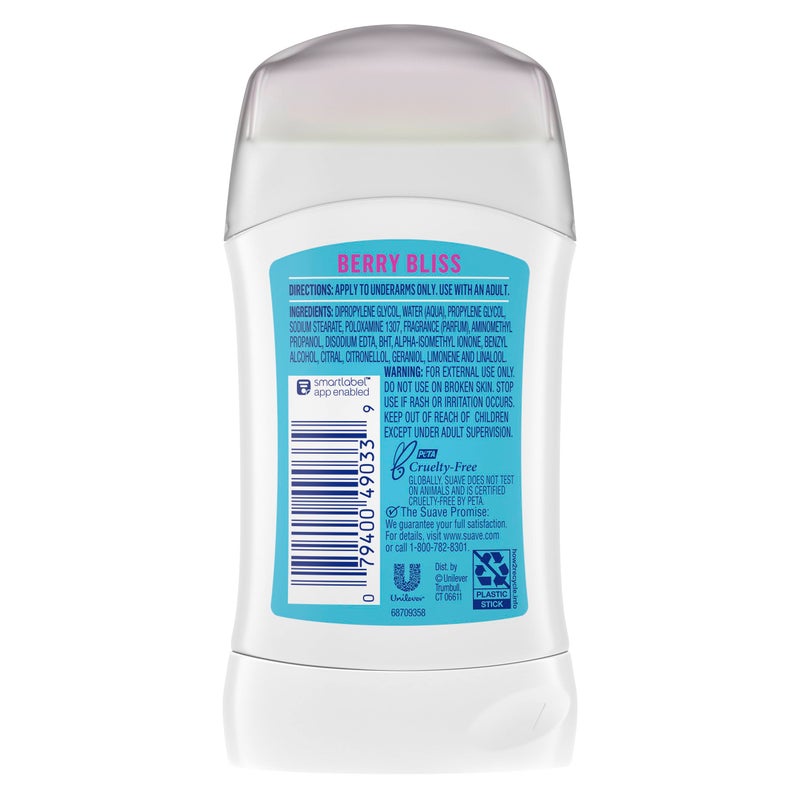 Suave Fresh Vibes Deodorant Stick Berry Bliss Aluminum Free 48 Hour Deodorant Protection Dermatologist Tested Body Deodorant 1.2 OZ(Pack of 12) - Image 2