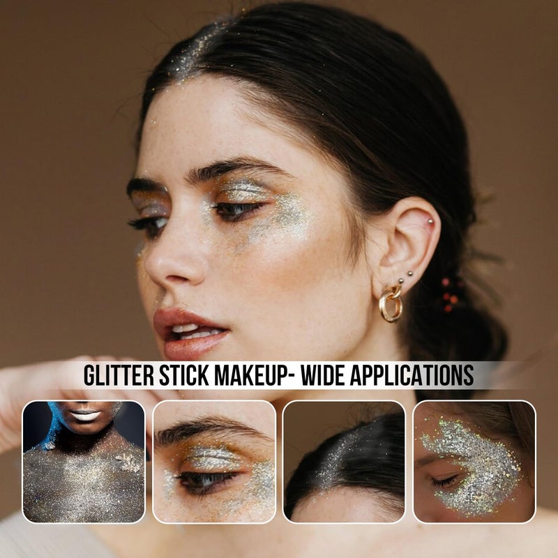Brzeaf Christmas Body Glitter Stick, Waterproof & Long Lasting, Hair Eyeshadow Face Body Glitter, Singer Concert Music Rave Festival, Glitter Stick Makeup & Face Glitter Gel - Image 2