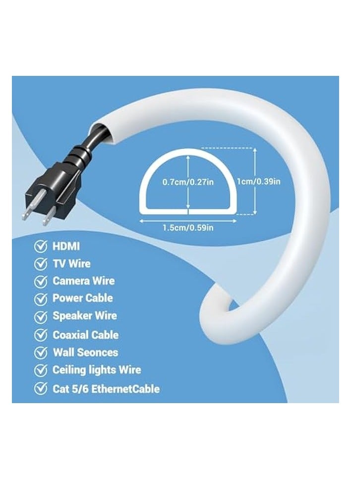 erorex 78 Inch Wall Cord Hider, Self-Adhesive Flexible for TV Home Audio RG6 Coaxial Cable, PVC Cable Concealer for Home and Office, Cover Cable Raceways, White (2 M)  - Image 2