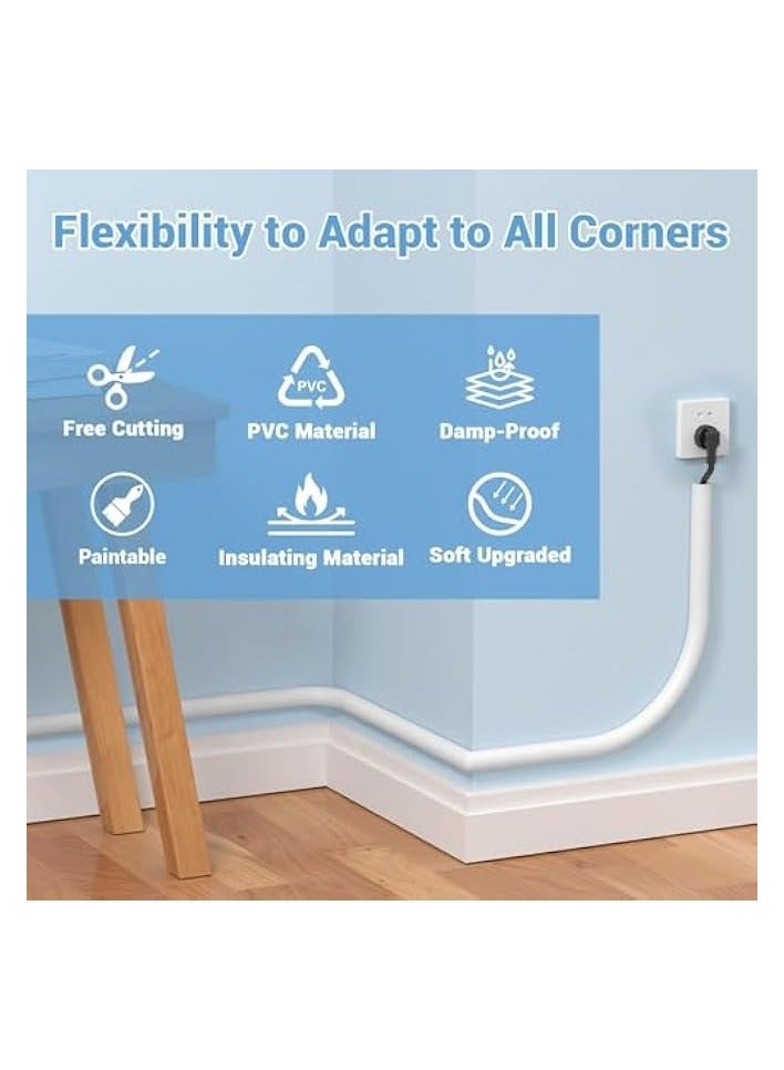erorex 78 Inch Wall Cord Hider, Self-Adhesive Flexible for TV Home Audio RG6 Coaxial Cable, PVC Cable Concealer for Home and Office, Cover Cable Raceways, White (2 M)  - Image 3