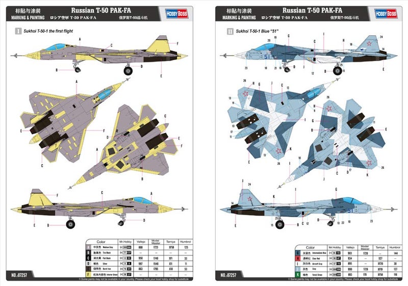 Hobby Boss T-50 PAK-FA Airplane Model Building Kit - Image 4