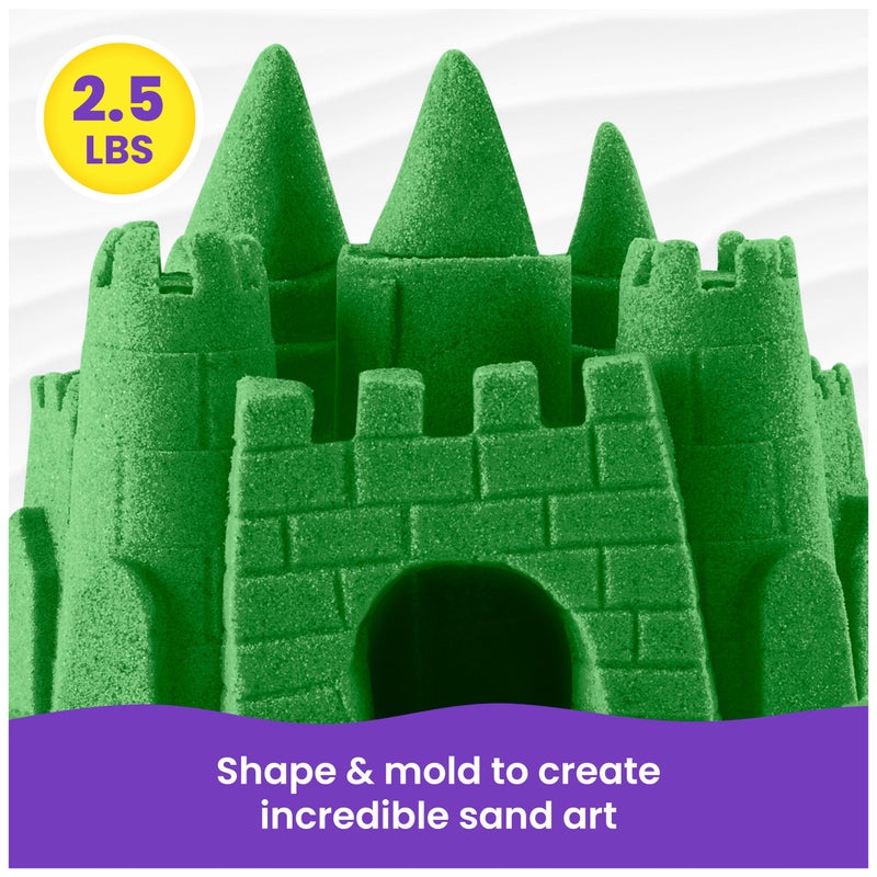 Kinetic Sand رمل كينيتك، 2.5 رطل رمل لعب أخضر، حصري من أمازون، كيس قابل لإعادة الإغلاق (قد يختلف التعبئة)، ألعاب حسية، هدايا العطلات وملحقات التخزين للأطفال من عمر 3 سنوات وما فوق - Image 3
