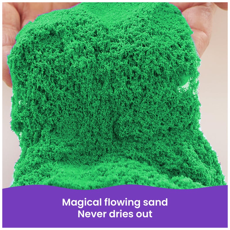 Kinetic Sand رمل كينيتك، 2.5 رطل رمل لعب أخضر، حصري من أمازون، كيس قابل لإعادة الإغلاق (قد يختلف التعبئة)، ألعاب حسية، هدايا العطلات وملحقات التخزين للأطفال من عمر 3 سنوات وما فوق - Image 2