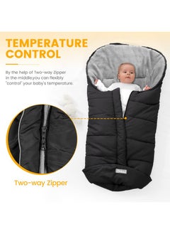 Orzbow Warm Bunting Bag Universal,Stroller Sleeping Bag Cold Weather,Waterproof Toddler Footmuff (Black, Large)  - Image 3