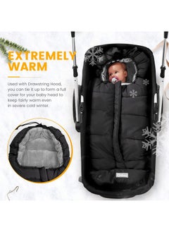 Orzbow Warm Bunting Bag Universal,Stroller Sleeping Bag Cold Weather,Waterproof Toddler Footmuff (Black, Large)  - Image 5