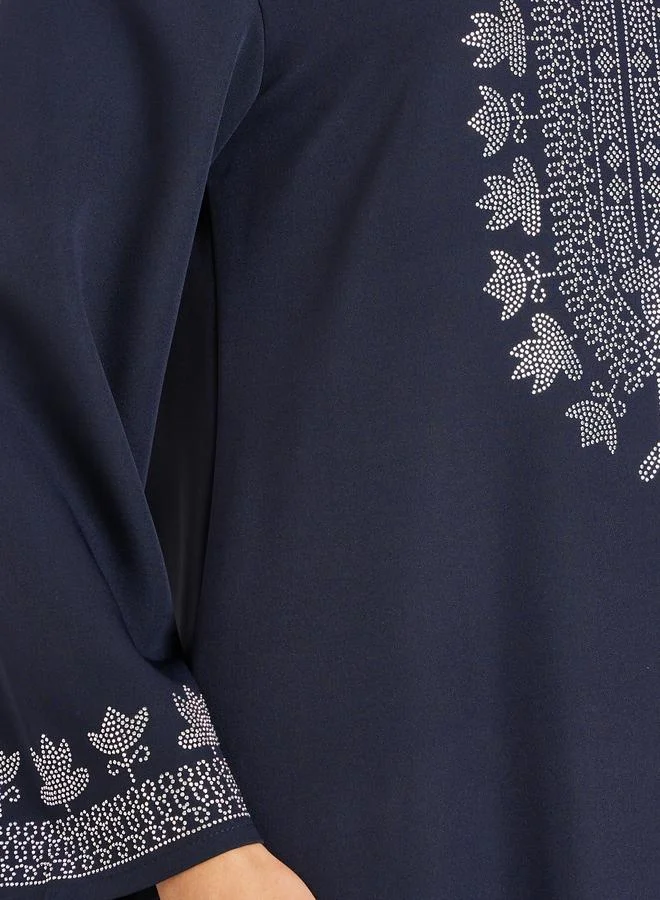 Amirah  Women Embroidered Round Neck Jalabiya for Women | Best Price UAE