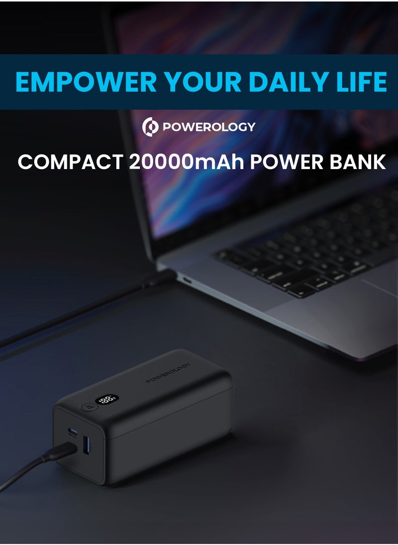 Powerology - Onyx 20000mAh Dual USB-C Power Bank PD 65W/ LED Display / Dual Power Delivery / Rapid Three-Device Charging / Built-in Safeguards - Black - Image 1