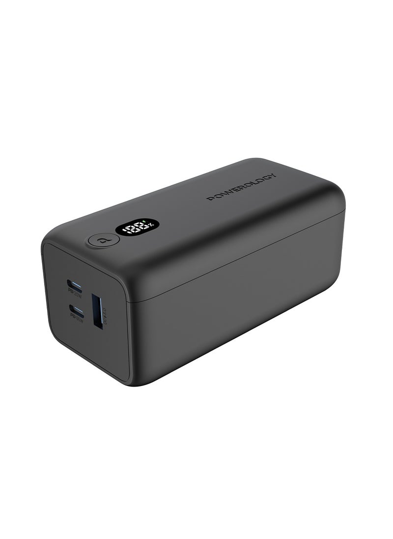 Powerology - Onyx 20000mAh Dual USB-C Power Bank PD 65W/ LED Display / Dual Power Delivery / Rapid Three-Device Charging / Built-in Safeguards - Black - Image 1