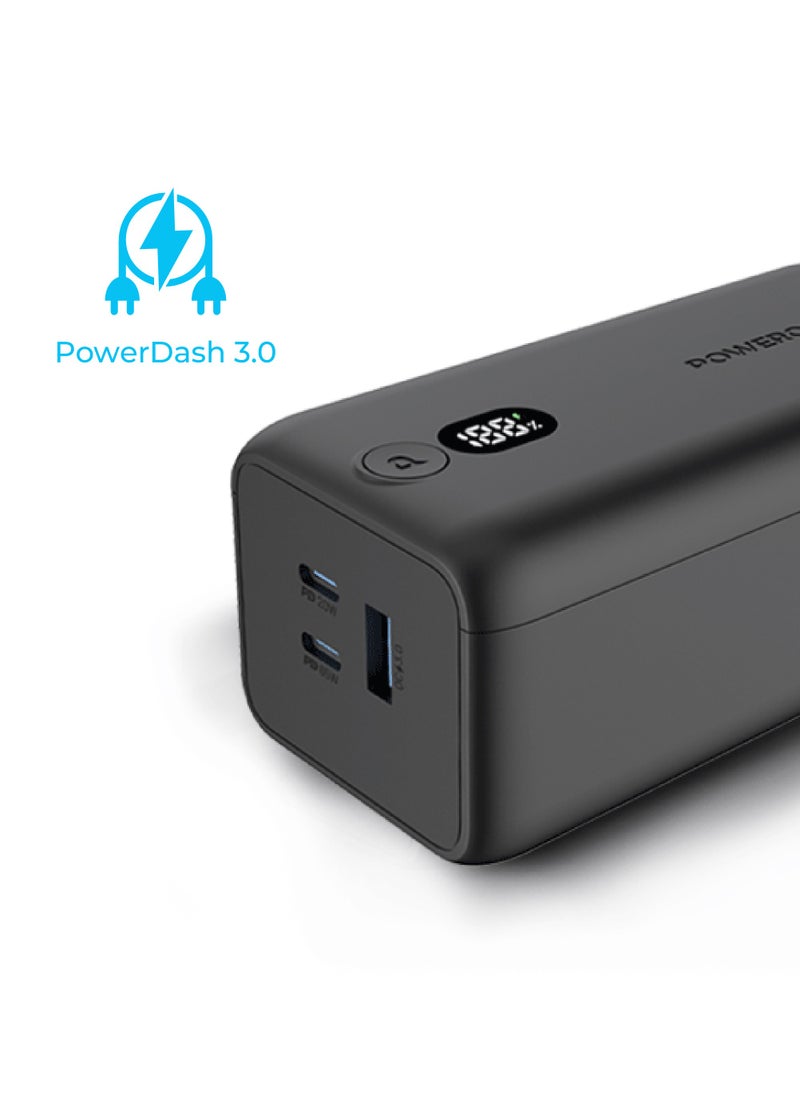 Powerology - Onyx 20000mAh Dual USB-C Power Bank PD 65W/ LED Display / Dual Power Delivery / Rapid Three-Device Charging / Built-in Safeguards - Black - Image 1