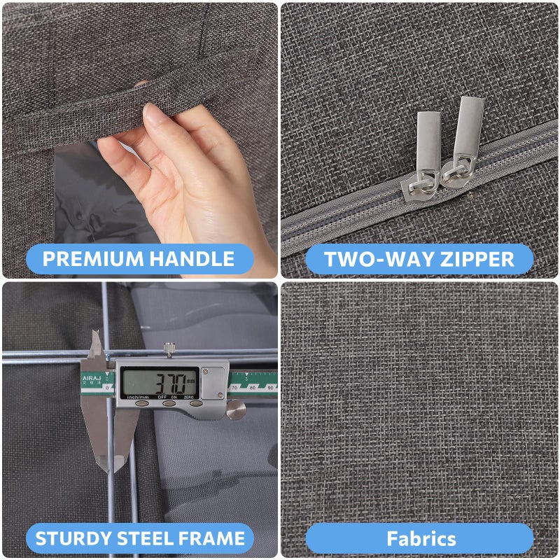 CYhom 3Pack Foldable Storage Bins - Frame Storage Box Linen Fabric Stackable Clothes Container Organizer with Clear Window & Carry Handles Large Capacity (Medium-36L, Dark Gray) - Image 4