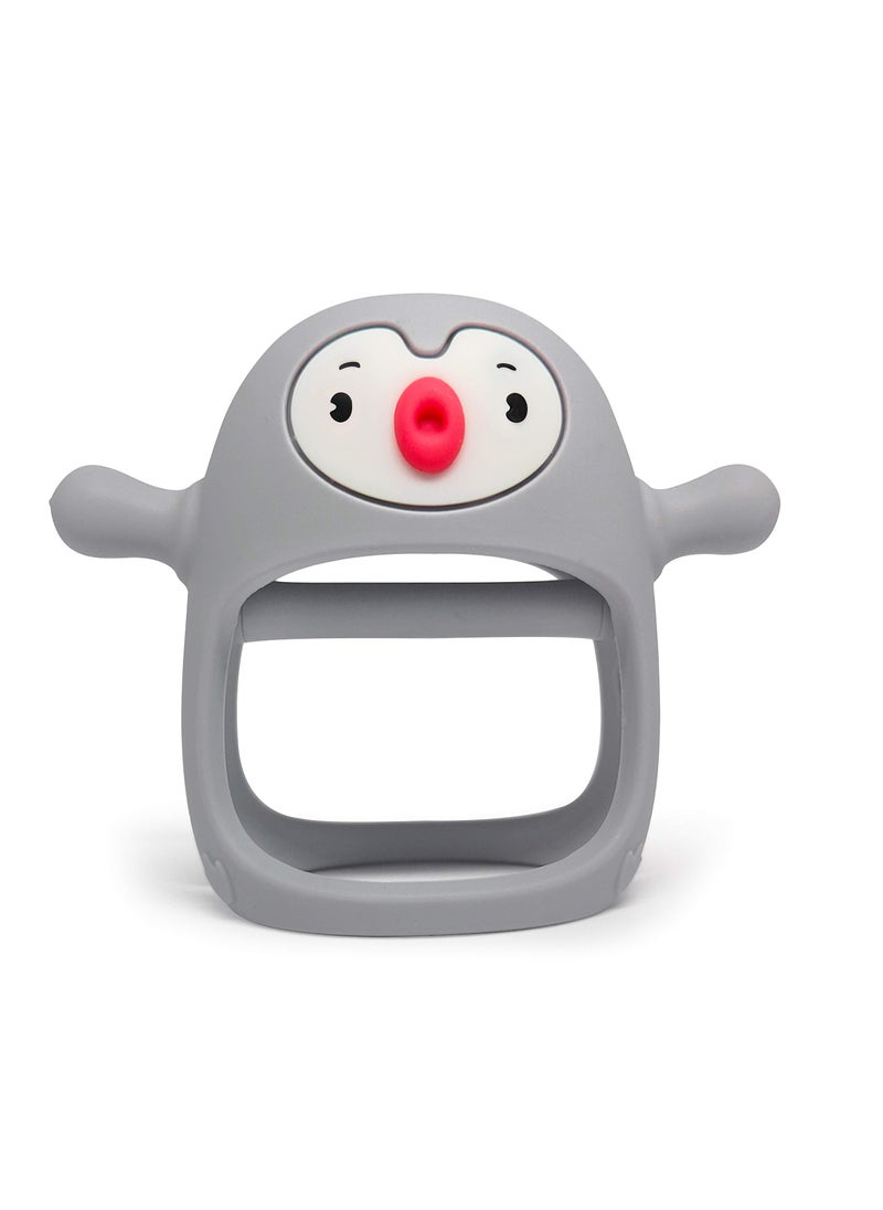 MIXDE - Penguin Baby Teething Toys for 3-6Months, Infant Handheld Pacifiers 0-6Months, 3Months Old Baby Must Haves, 4months Old Toys for Babies, Light Grey - Image 1