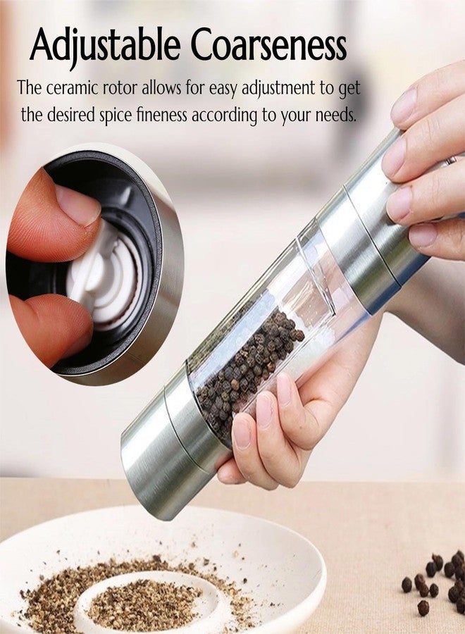 KINTEGOOD 2 in 1 Stainless Steel Salt and Pepper Grinder Set, Double Head Salt and Pepper Grinder, Manual Salt and Pepper Mill Grinder Salt Grinder Refillable, Sea Salt Grinder Salt Pepper Grinder - Image 3