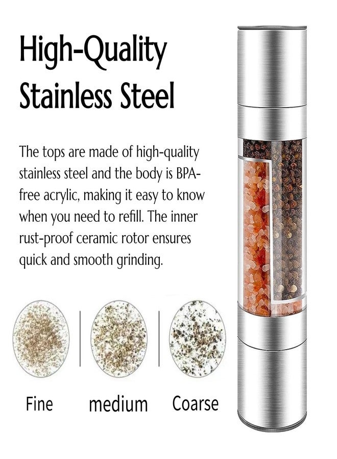 KINTEGOOD 2 in 1 Stainless Steel Salt and Pepper Grinder Set, Double Head Salt and Pepper Grinder, Manual Salt and Pepper Mill Grinder Salt Grinder Refillable, Sea Salt Grinder Salt Pepper Grinder - Image 5