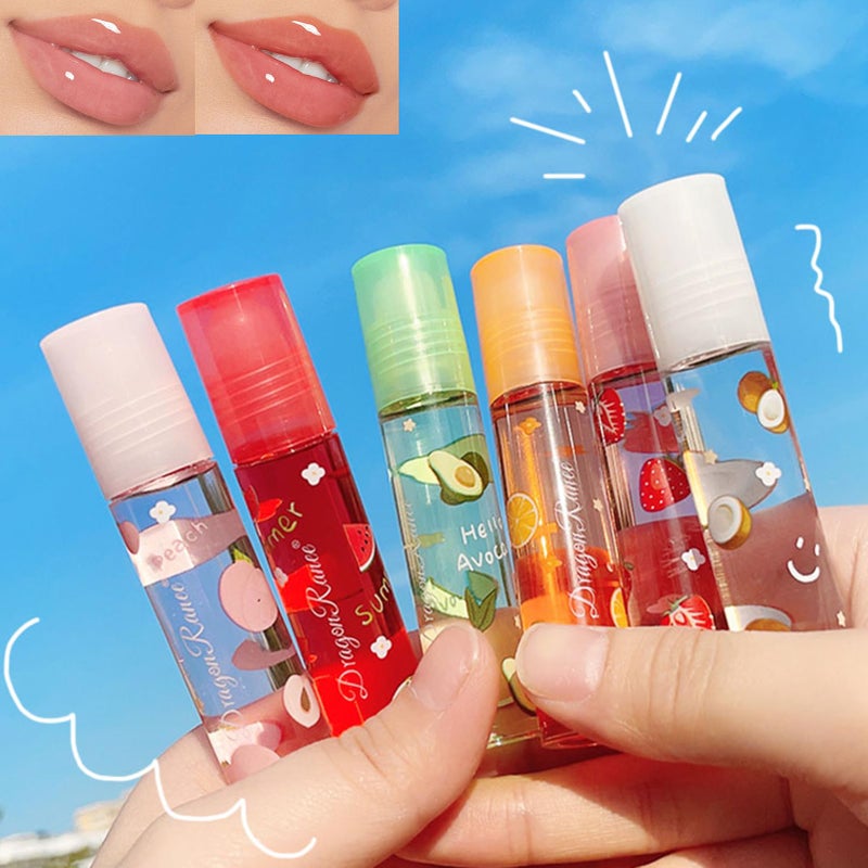 KTouler 6 Pcs Fruit Lip Oil, KTouler Hydrating Lip Glow Oil Lip Gloss, Long-lasting Nourishing Moisturizer Lipstick Set - Image 1