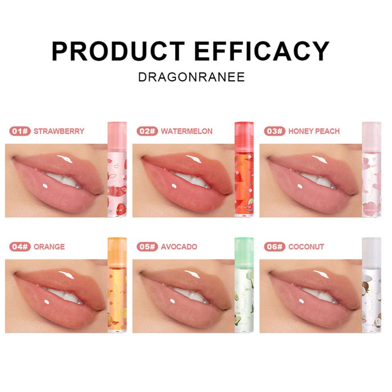 KTouler 6 Pcs Fruit Lip Oil, KTouler Hydrating Lip Glow Oil Lip Gloss, Long-lasting Nourishing Moisturizer Lipstick Set - Image 5