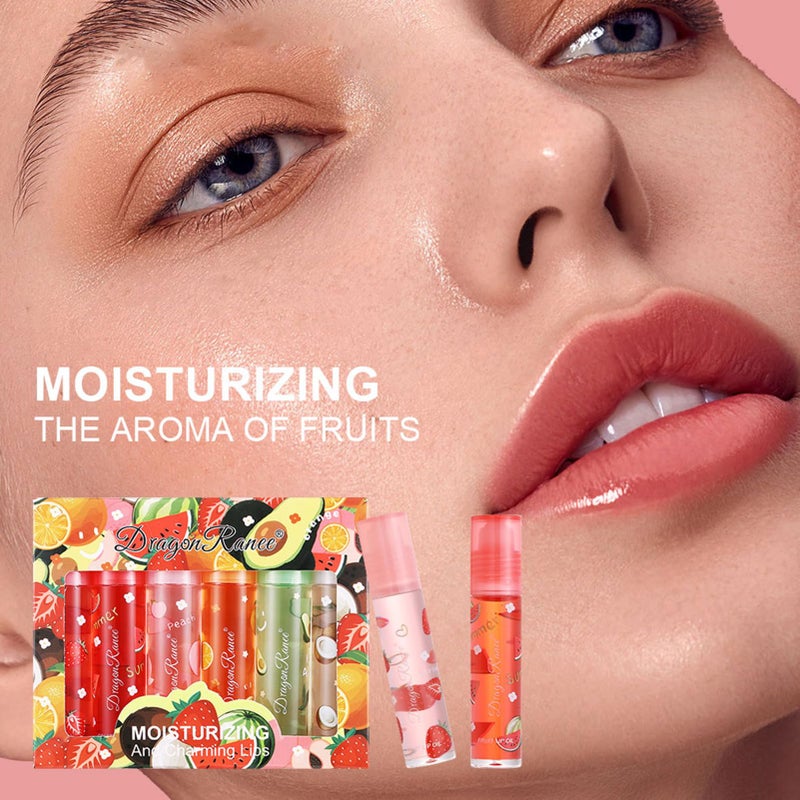 KTouler 6 Pcs Fruit Lip Oil, KTouler Hydrating Lip Glow Oil Lip Gloss, Long-lasting Nourishing Moisturizer Lipstick Set - Image 2