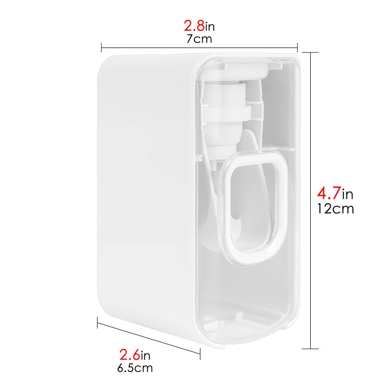 LUEXBOX 2 Slot Toothbrush Holder and Toothpaste Dispenser Wall Mounted, Automatic Toothpaste Squeezer, 2 in 1 Tooth Brush Toothpaste Organizer for Shower (Clear) - Image 2