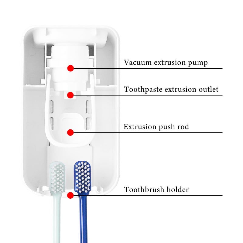 LUEXBOX 2 Slot Toothbrush Holder and Toothpaste Dispenser Wall Mounted, Automatic Toothpaste Squeezer, 2 in 1 Tooth Brush Toothpaste Organizer for Shower (Clear) - Image 3