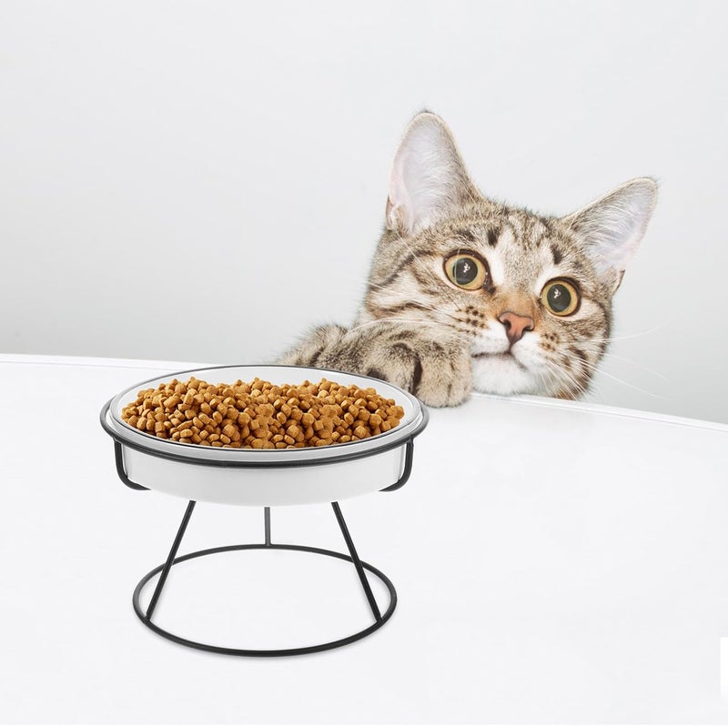 SHOWERORO Ceramic Slow Feed Cat Bowl with Elevated Stand, Raised Pet Food Dish for Small Dogs and Kittens, Anti-gulping Slow Eating Bowl with High Foot Design, Whisker-Friendly Feeding - Image 5