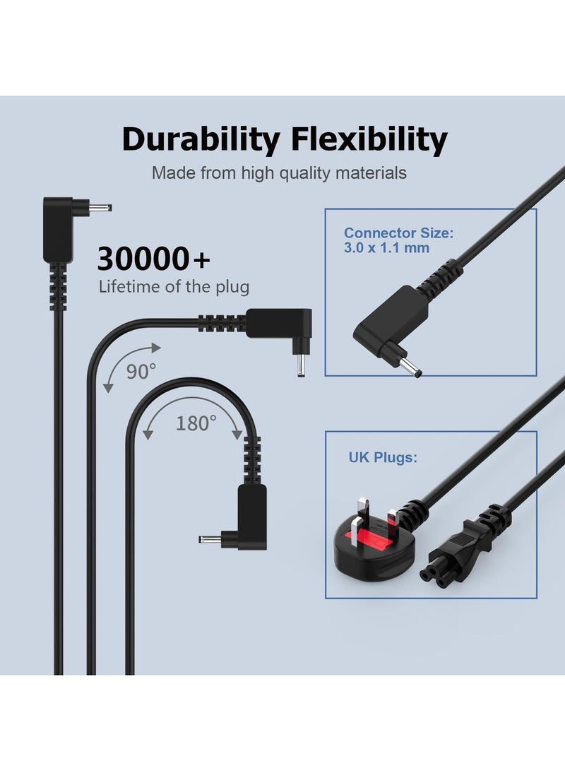 erorex 65W Laptop Charger For Acer Swift 1/3/5 SF114-34 SF114-32 SF315-41 SF315-52 Chromebook 11/13/14/15/CB3/CB5/C720p CB3-431/CB3-111/CB5-571 Power AC Adapter Connector (3.0mm x 1.1mm)  - Image 2
