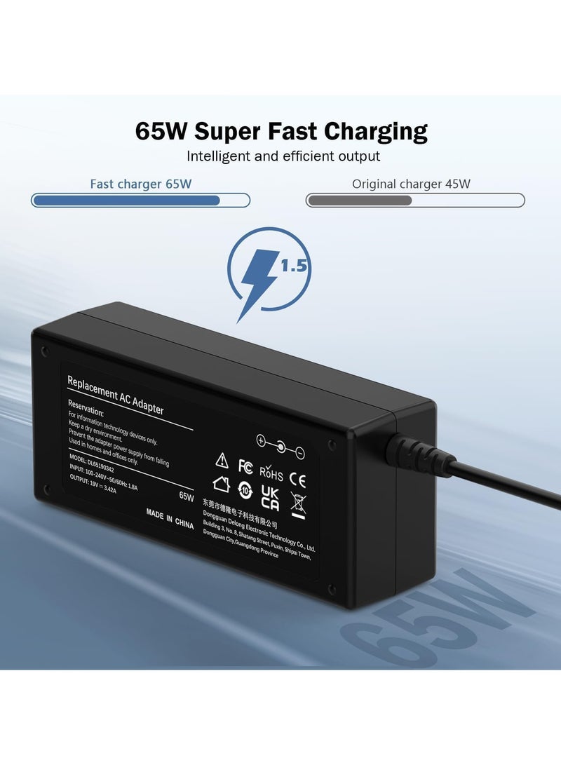 erorex 65W Laptop Charger For Acer Swift 1/3/5 SF114-34 SF114-32 SF315-41 SF315-52 Chromebook 11/13/14/15/CB3/CB5/C720p CB3-431/CB3-111/CB5-571 Power AC Adapter Connector (3.0mm x 1.1mm)  - Image 5