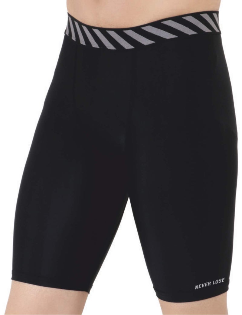 NEVER LOSE Men's Compression Nylon Shorts Tights, Fit Multi Sports Cricket, Football, Cycling, Badminton, Fitness & Other Outdoor Inner Wear (XX-Large, Zebra) Black - Image 1