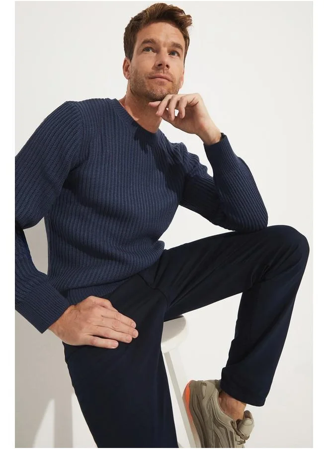 JUNE June Men Crew Neck Knitwear Sweater Indigo