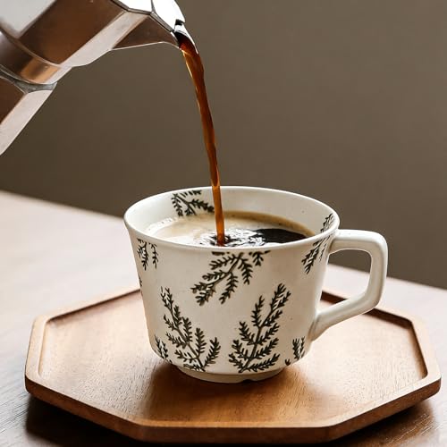 ZPGXLRZ Vintage Ceramic Mug Set - 12 oz Unique Ceramic Coffee Mugs & Tea Cups with Hand-Drawn Patterns, Dishwasher & Microwave Safe, Ideal Gift - Image 3