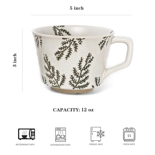ZPGXLRZ Vintage Ceramic Mug Set - 12 oz Unique Ceramic Coffee Mugs & Tea Cups with Hand-Drawn Patterns, Dishwasher & Microwave Safe, Ideal Gift - Image 5