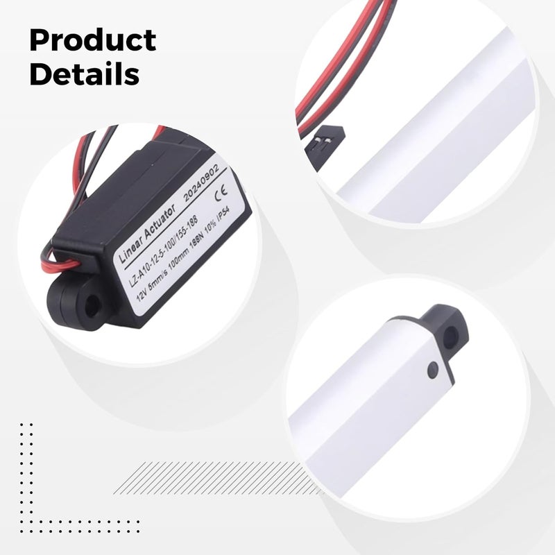 Electric Linear Actuator 12V with Wing, 150 Mm Stroke, 20N Force, 30 Mm/S Speed, Mini Motion Actuator, Ce Certified, 2.2X3.6X5Cm, for Recliner Sofa Bed - Image 2