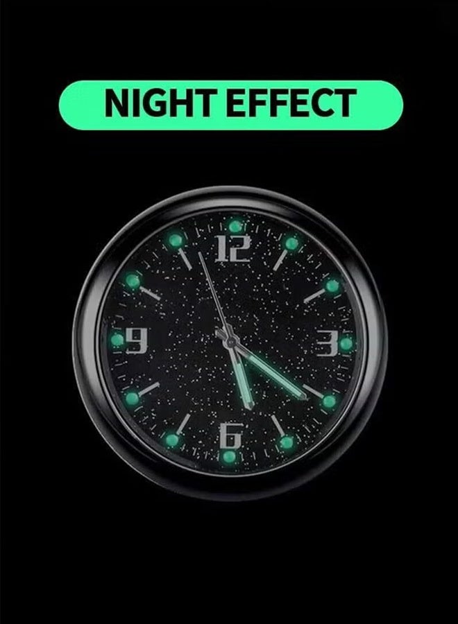 HY Starry Sky Car Dashboard Clock, Stick on Dashboard or Install with Air Vent Clip, Mini Tiny Small Analog Clock for Vehicle Automotive Car,Vehicular air Vent Clock,Car interior - Image 3