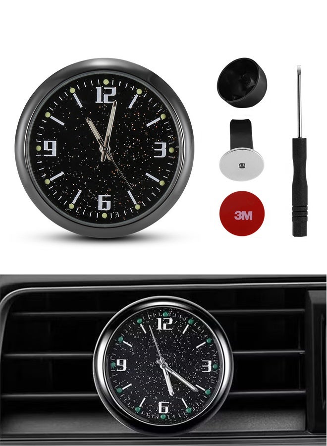 HY Starry Sky Car Dashboard Clock, Stick on Dashboard or Install with Air Vent Clip, Mini Tiny Small Analog Clock for Vehicle Automotive Car,Vehicular air Vent Clock,Car interior - Image 1