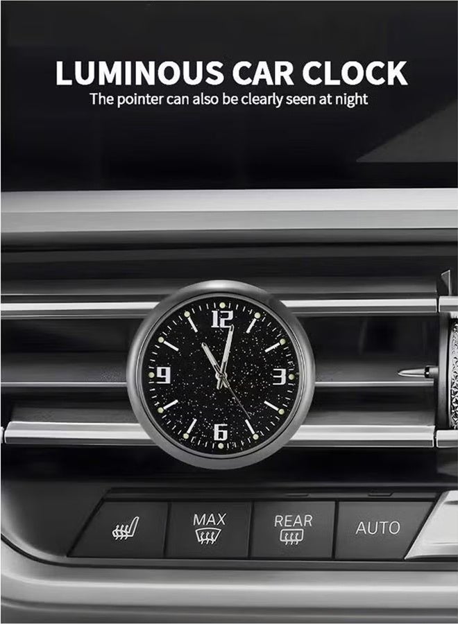 HY Starry Sky Car Dashboard Clock, Stick on Dashboard or Install with Air Vent Clip, Mini Tiny Small Analog Clock for Vehicle Automotive Car,Vehicular air Vent Clock,Car interior - Image 2