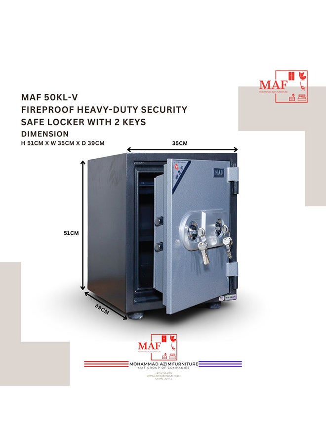 MAF furniture MAF Safe Box Large with Key Lock,Fireproof Heavy-Duty Secuity Safe Looker With 2 Keys, Locker for Home Office Cash Passport Jewelry Security MAF-50KL-V (51X35X39) Black & Grey - Image 2