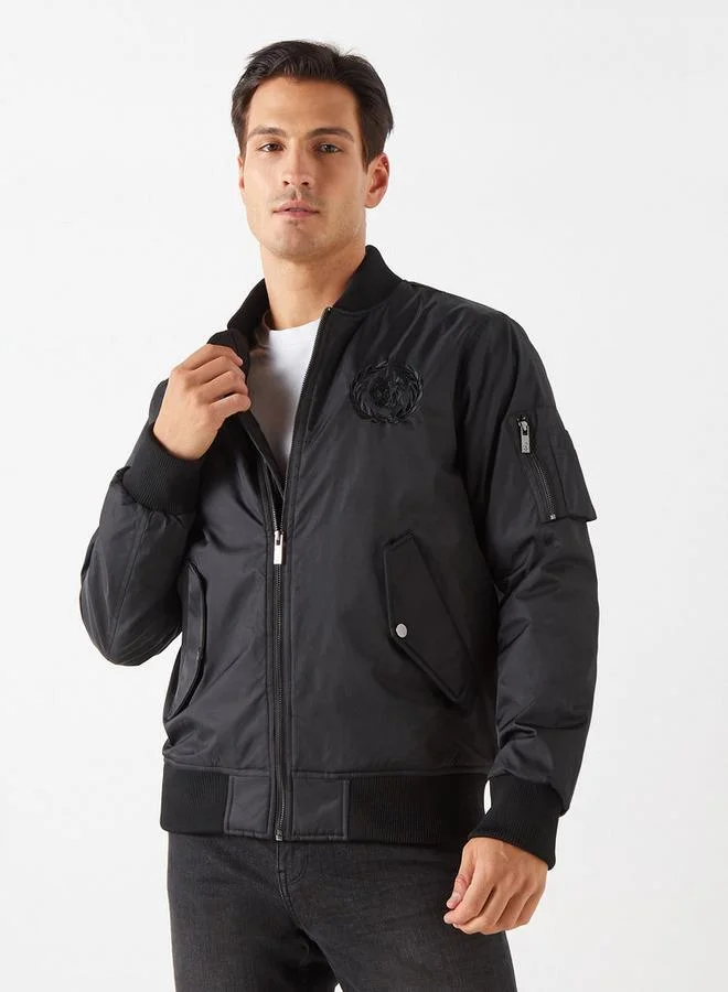 Emperor Logo Detail Zip Through Jacket with Pockets and Long Sleeves