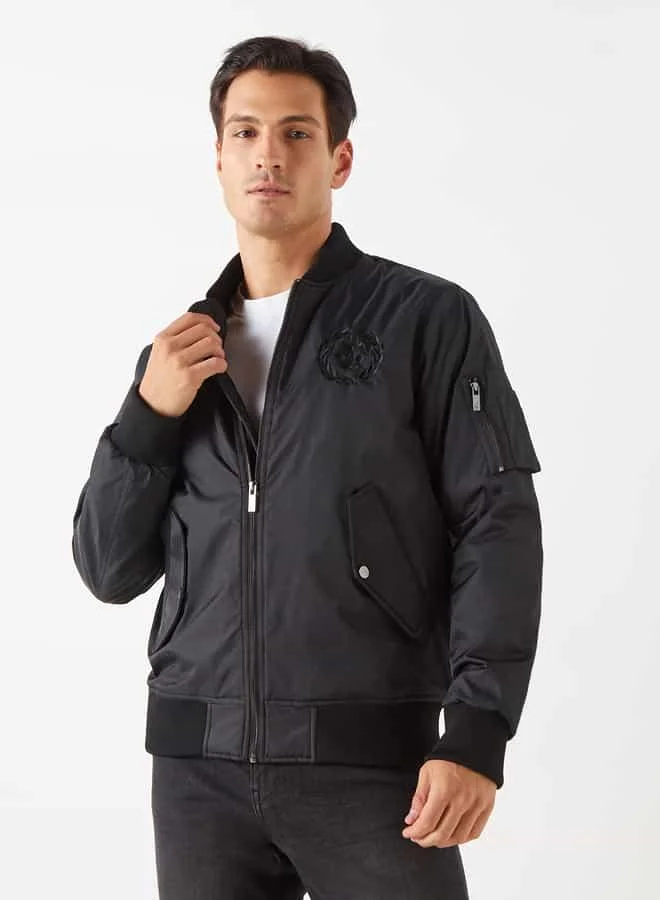 Emperor Emperor Logo Detail Zip Through Jacket with Pockets and Long Sleeves