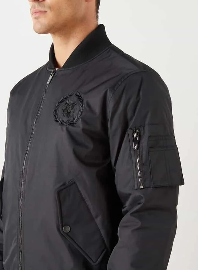 Emperor Emperor Logo Detail Zip Through Jacket with Pockets and Long Sleeves
