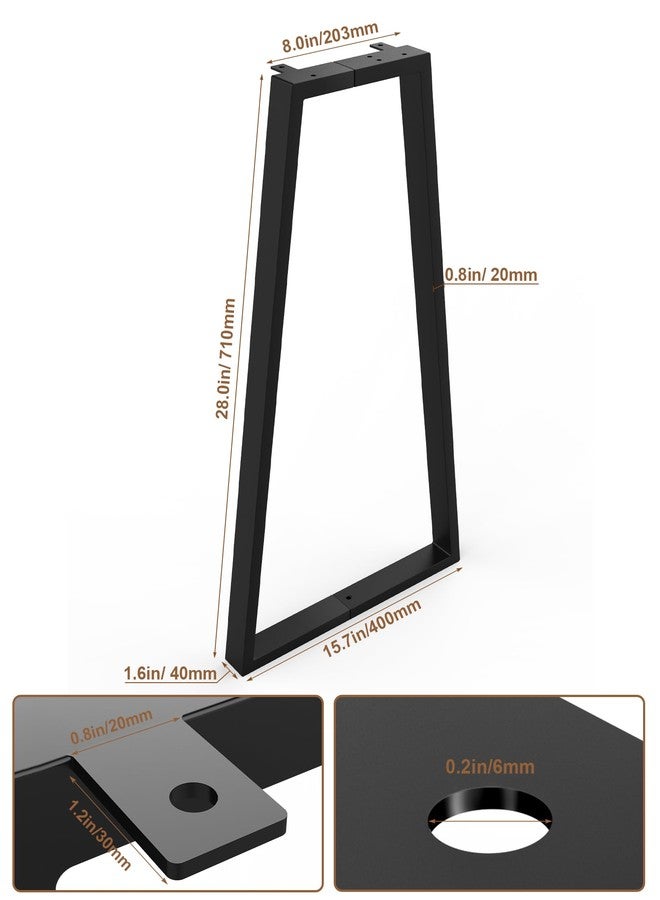 TITECK Table Legs 28 Inch, Trapezoid Desk Legs, Metal Table Legs for Furniture, Industrial Style for Coffee Table, Side Table, Dining Table, Bench, Set of 2, Black - Image 3