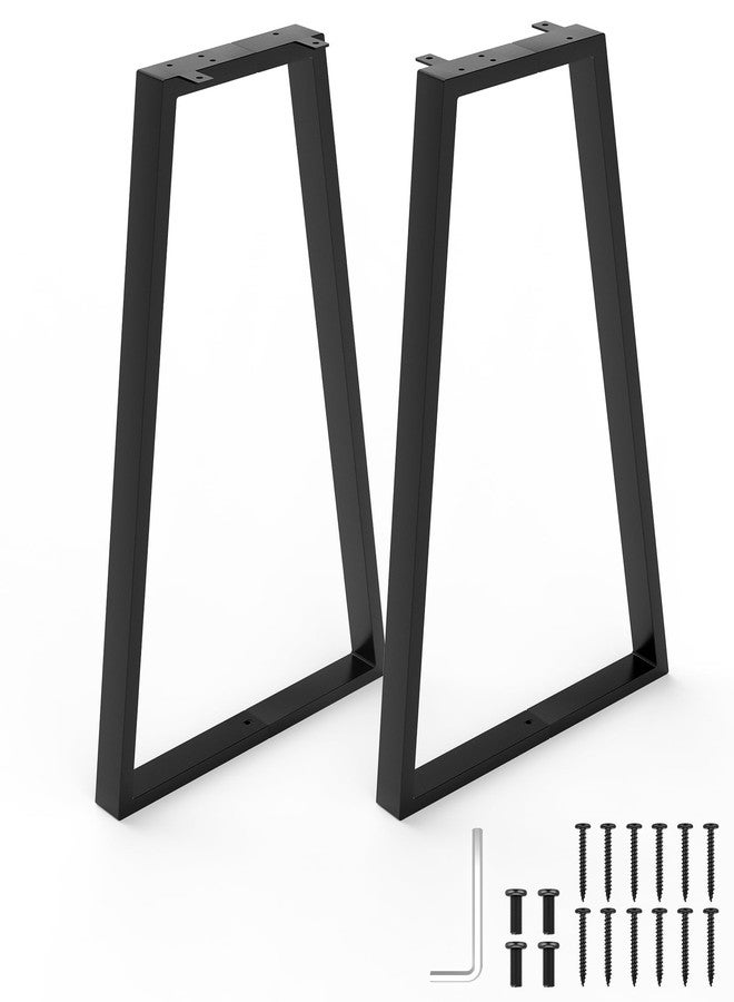 TITECK Table Legs 28 Inch, Trapezoid Desk Legs, Metal Table Legs for Furniture, Industrial Style for Coffee Table, Side Table, Dining Table, Bench, Set of 2, Black - Image 1