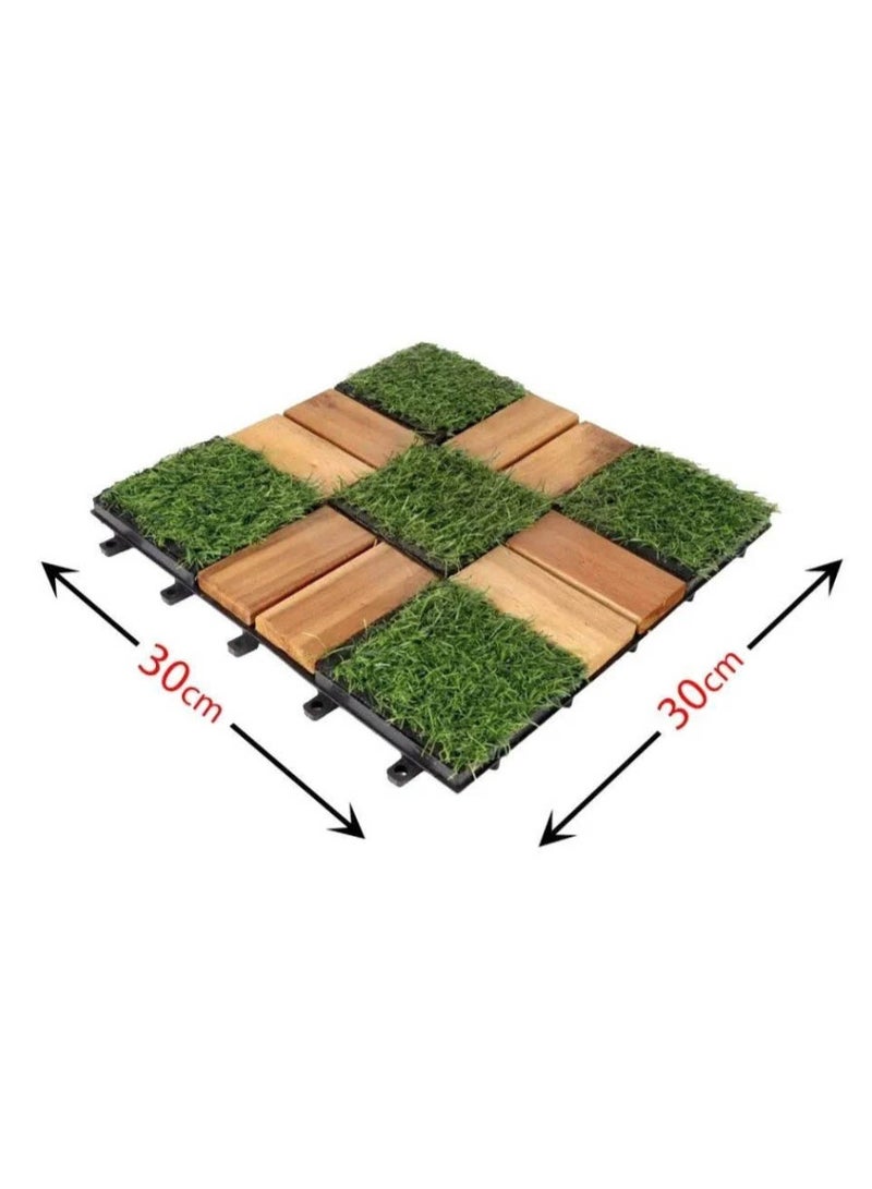 سي او أرماء طقم بلاط أرضيات من الخشب  مكون من 9 قطع لتزين الممرات والاسطح والحدائق - Image 3