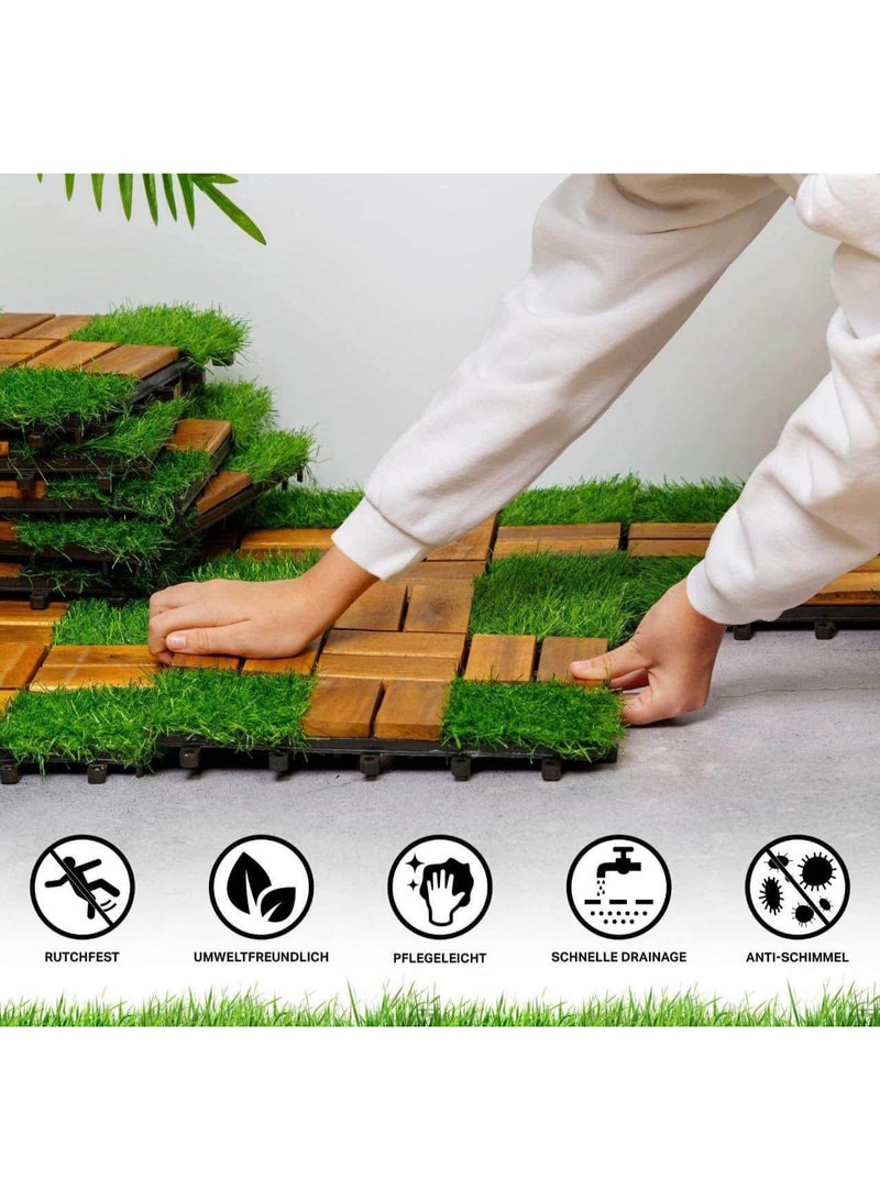 سي او أرماء طقم بلاط أرضيات من الخشب  مكون من 9 قطع لتزين الممرات والاسطح والحدائق - Image 1