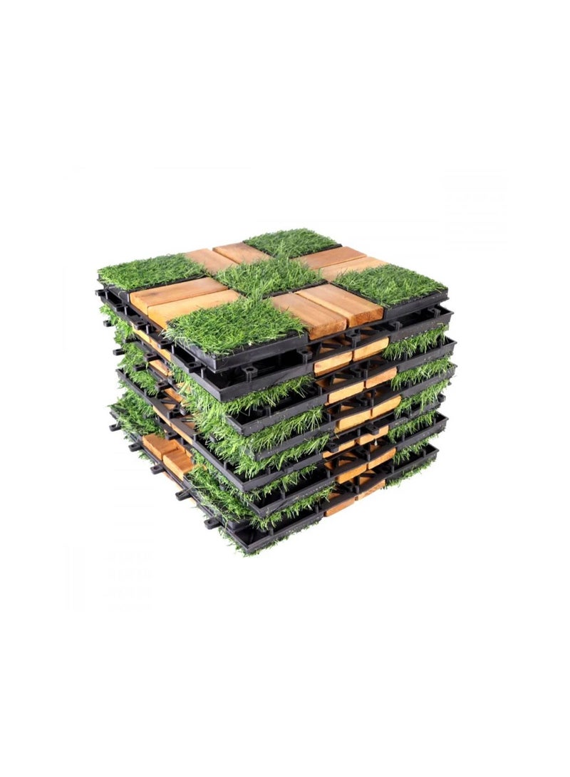 سي او أرماء طقم بلاط أرضيات من الخشب  مكون من 9 قطع لتزين الممرات والاسطح والحدائق - Image 5