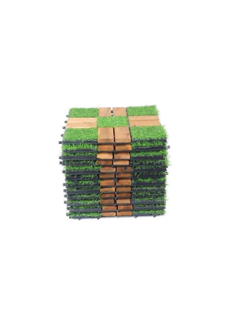 سي او أرماء طقم بلاط أرضيات من الخشب  مكون من 9 قطع لتزين الممرات والاسطح والحدائق - Image 4